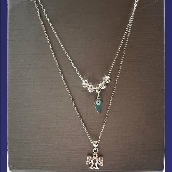Silver .925 Layered Necklace with Charms - Picture 1 of 2